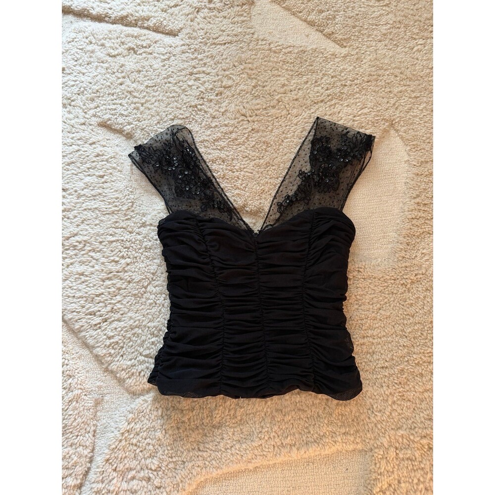 Vintage Veronique Young Whimsigoth Black Dress Sequin Mesh Y2K Goth